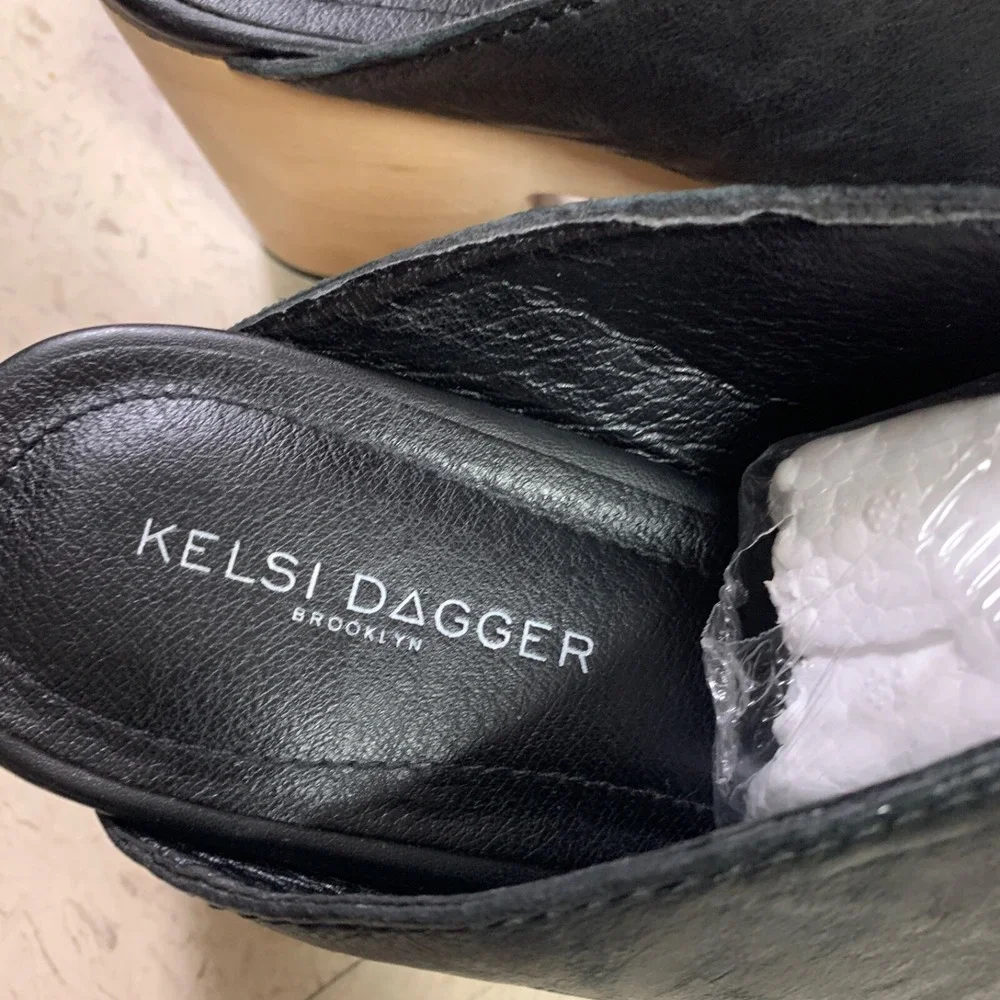 KELSI DAGGER Brooklyn Marion Black Platform Open Toe Slip On Clogs Womens Sz 9.5